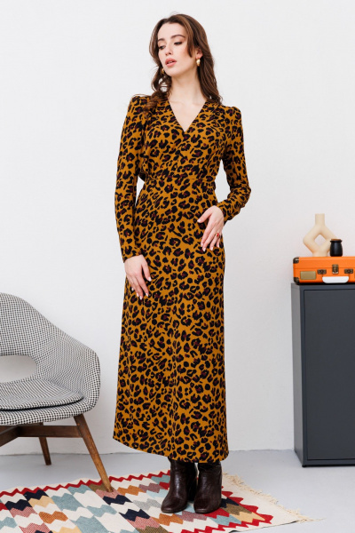 Платье NikVa 448-2 горчичный леопард - фото 2