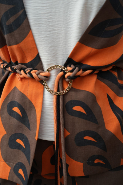 Блуза, брюки, жакет Vittoria Queen 20713 дизайн_цветы_оранжевый - фото 4