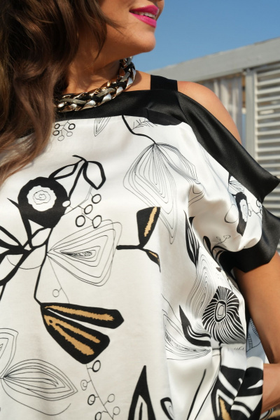 Блуза, юбка Vittoria Queen 20493 дизайн _цветы-черный_белый - фото 4