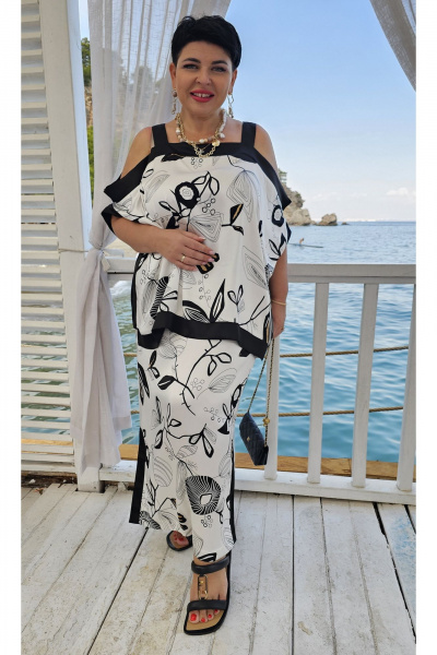 Блуза, юбка Vittoria Queen 20493 дизайн _цветы-черный_белый - фото 11
