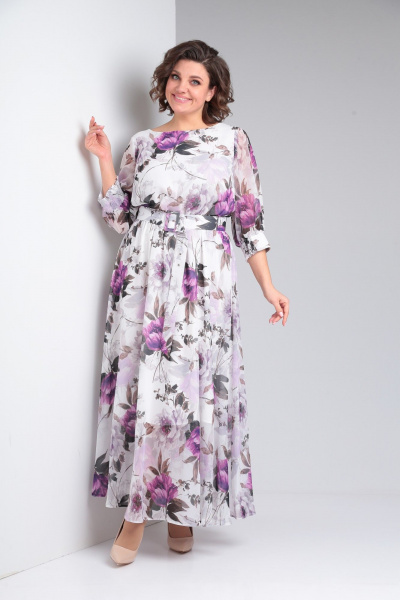 Платье Pocherk 1-026 бело-фиолетовый - фото 20