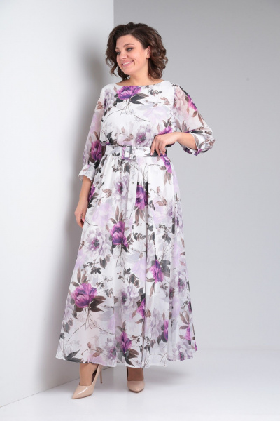 Платье Pocherk 1-026 бело-фиолетовый - фото 19