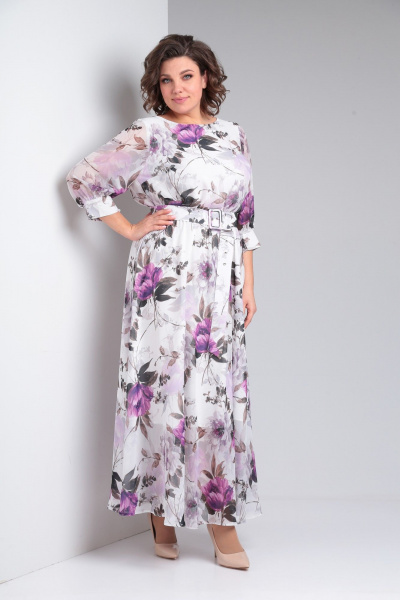Платье Pocherk 1-026 бело-фиолетовый - фото 18