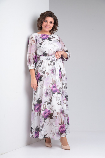 Платье Pocherk 1-026 бело-фиолетовый - фото 17
