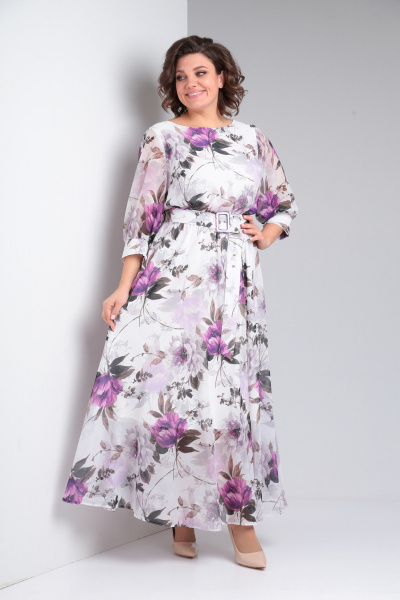 Платье Pocherk 1-026 бело-фиолетовый - фото 16