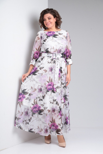 Платье Pocherk 1-026 бело-фиолетовый - фото 1