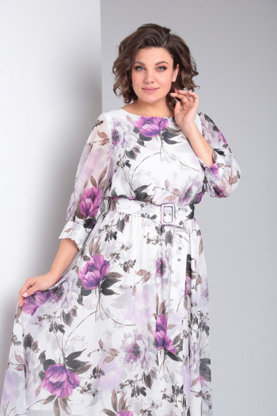 Платье Pocherk 1-026 бело-фиолетовый - фото 13