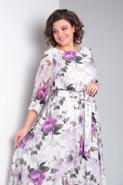 Платье Pocherk 1-026 бело-фиолетовый - фото 12