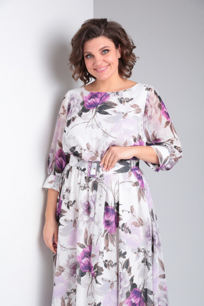 Платье Pocherk 1-026 бело-фиолетовый - фото 10