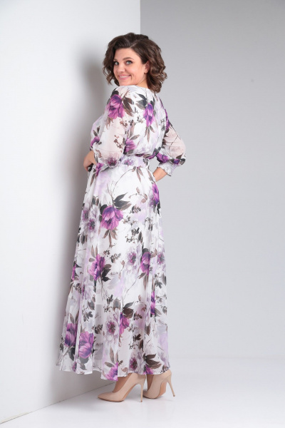 Платье Pocherk 1-026 бело-фиолетовый - фото 7