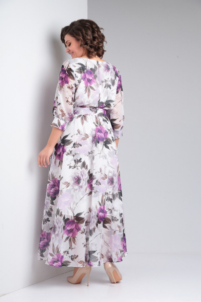 Платье Pocherk 1-026 бело-фиолетовый - фото 6