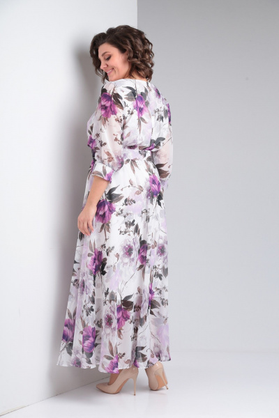 Платье Pocherk 1-026 бело-фиолетовый - фото 4