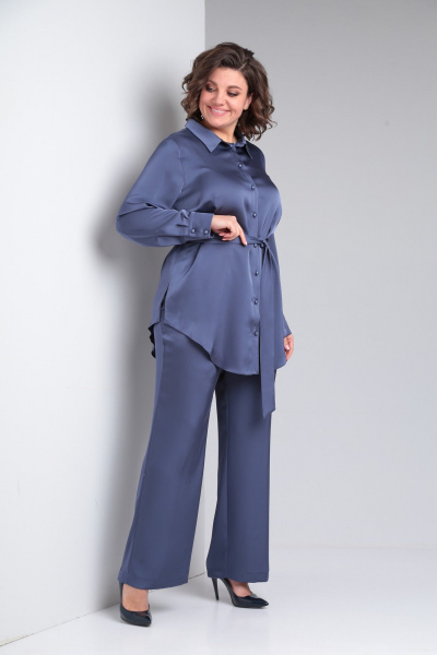 Блуза, брюки Pocherk 2-030 синий - фото 2