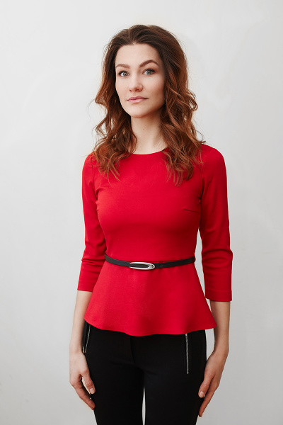 Блуза, ремень Legend Style В-001 красный - фото 1