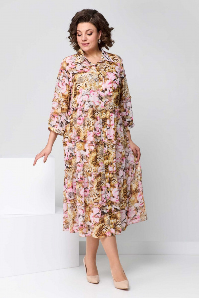 Платье Асолия 2664 бежево-розовый - фото 3