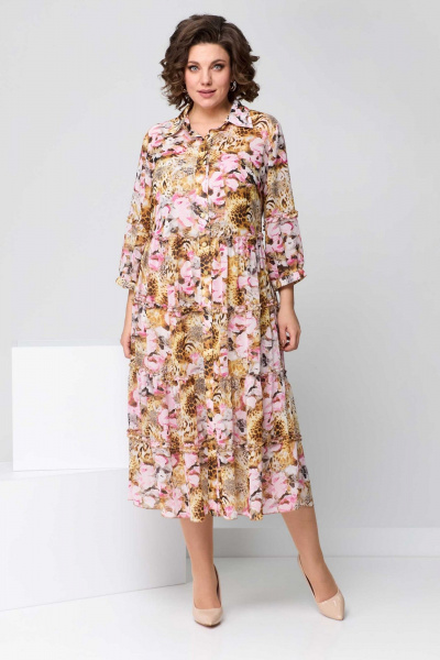Платье Асолия 2664 бежево-розовый - фото 2