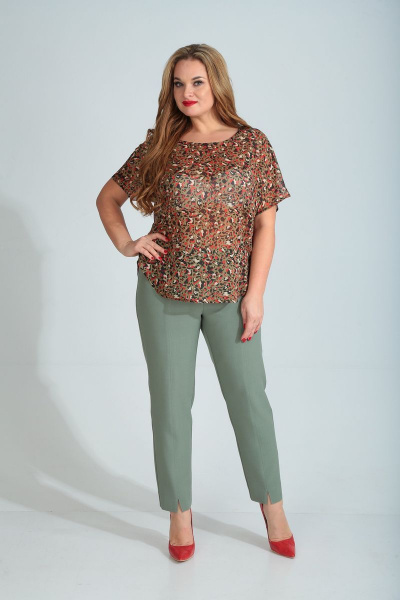 Блуза, брюки, кардиган Диомант 1509 зеленый - фото 3