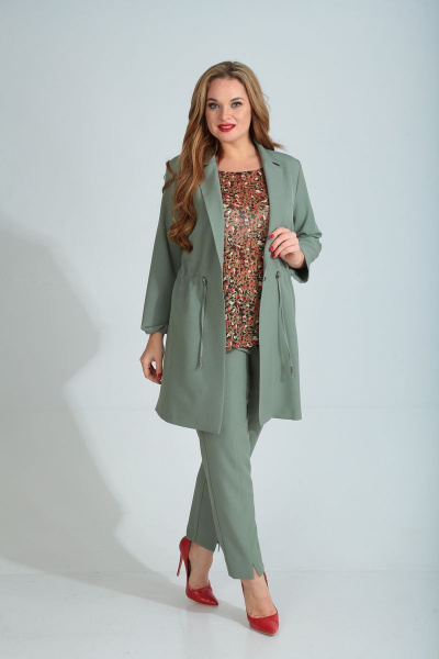 Блуза, брюки, кардиган Диомант 1509 зеленый - фото 2