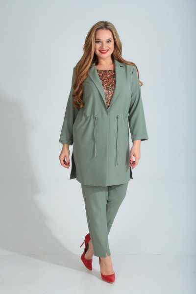 Блуза, брюки, кардиган Диомант 1509 зеленый - фото 1