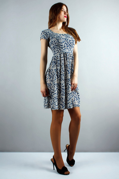 Платье Mita ЖМ651 синий+цветы - фото 2