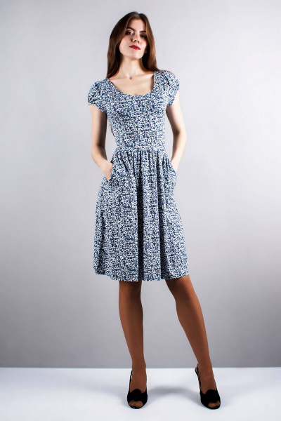 Платье Mita ЖМ721 белый+синий - фото 1