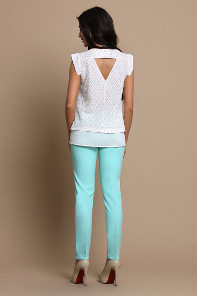 Блуза, брюки Alani Collection 554 белый+лазурный - фото 2