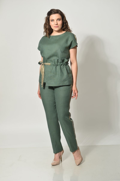 Блуза, брюки Диомант 1403 зеленый - фото 2