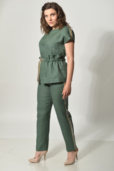 Блуза, брюки Диомант 1403 зеленый - фото 1