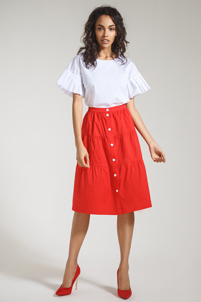 Блуза, юбка DeVita 776 белый+красный - фото 1