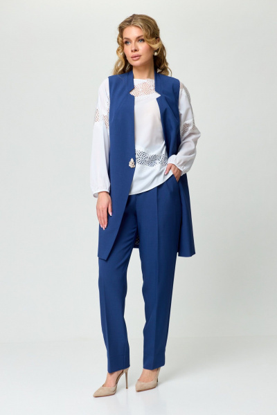 Блуза, брюки, жилет T&N 7418 синий - фото 3