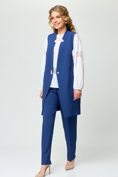 Блуза, брюки, жилет T&N 7418 синий - фото 1