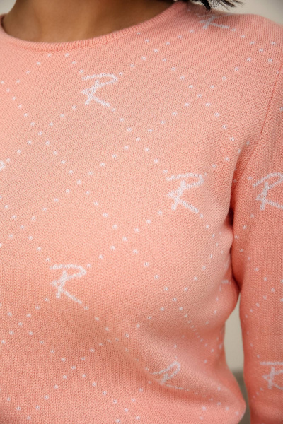 Джемпер, юбка Romgil РВ0019-ХЛ2 розовый персик, белый - фото 3