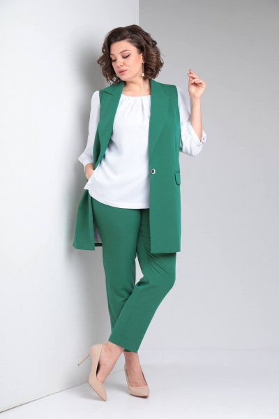 Блуза, брюки, жилет TVIN 7689 зеленый - фото 3