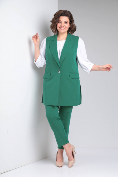 Блуза, брюки, жилет TVIN 7689 зеленый - фото 1