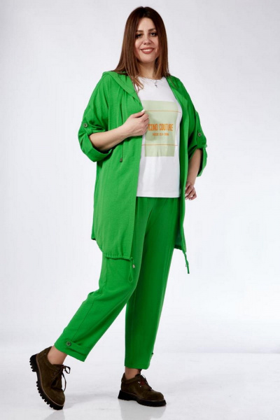 Брюки, кардиган, футболка Милора-стиль 1206 зеленый - фото 2