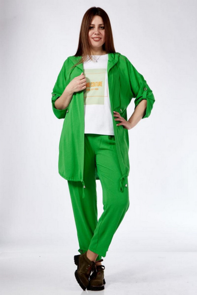 Брюки, кардиган, футболка Милора-стиль 1206 зеленый - фото 1