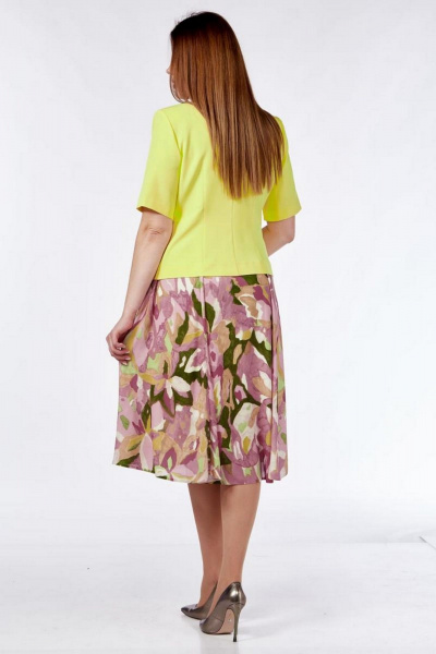Жакет, платье Милора-стиль 1207 жёлтый,цветные_разводы - фото 2