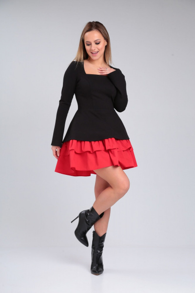 Платье Immi 2041 черный-красный - фото 2