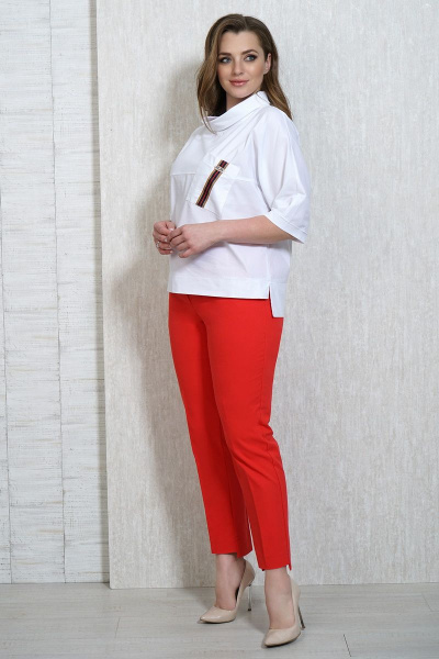 Блуза, брюки Белтрикотаж 6684 белый-красный - фото 2