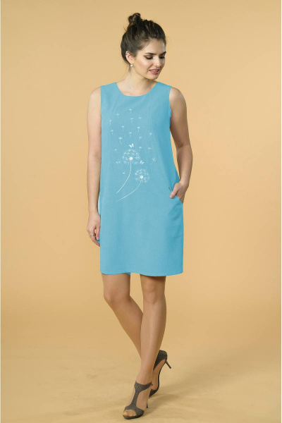 Платье Luana Plus Т450 голубой - фото 1