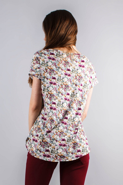 Блуза Mita ЖМ817 беж+цветы - фото 3