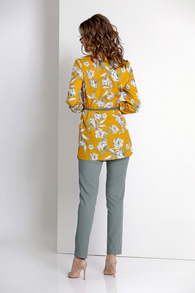 Блуза, брюки EOLA 1448 горчица+зелень - фото 2