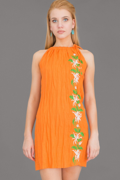 Платье Ружана 174-4 оранжевый - фото 1