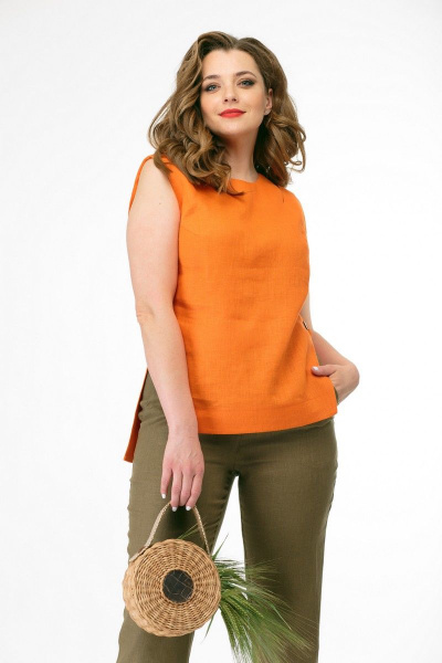 Блуза, брюки MALI 719-033 оранжевый+хаки - фото 8