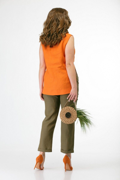 Блуза, брюки MALI 719-033 оранжевый+хаки - фото 7