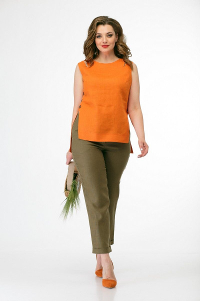 Блуза, брюки MALI 719-033 оранжевый+хаки - фото 2