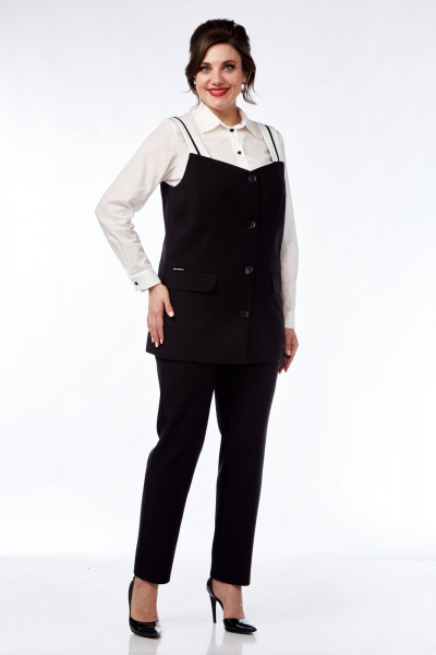 Блуза, брюки, жилет SVT-fashion 591 черный - фото 1