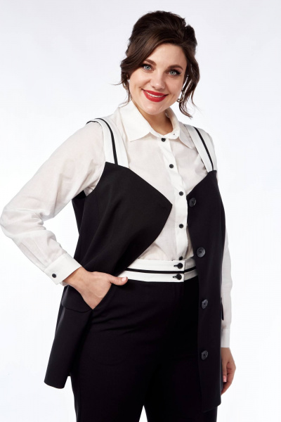 Блуза, брюки, жилет SVT-fashion 591 черный - фото 3