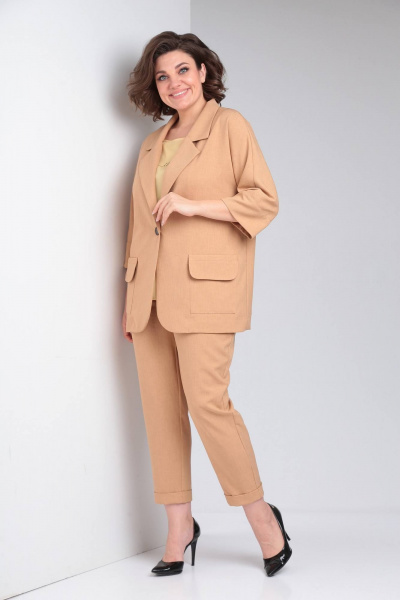 Блуза, брюки, жакет LadisLine 1490 карамель - фото 5