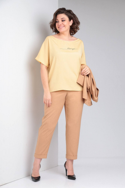 Блуза, брюки, жакет LadisLine 1490 карамель - фото 4